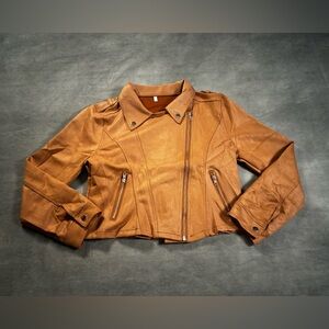 Women's Tan Faux Suede Motorcycle Jacket